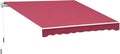 Outsunny 4 x 2.5 m Awning with Winding Arm, Outdoor Sun Shade Awning with Crank Aluminium and Polyester Fabric 280 g/㎡, UV Protection, for Garden, Balcony and Patio, Dark Red