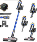 Aspirapolvere Senza Fili 48KPa/580W/65Min, Scopa Elettrica Senza Fili Verticale Antigroviglio con Display a LED, 1.8L/8 Stadi Filtrati, Ricaricabile a Parete, Per Animali/Pavimenti/Tappeti/Auto(Blu)