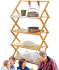 Scaffale pieghevole da campeggio, portatile, multi-livello, pieghevole, con contenitore, resistente all'usura, per uso esterno e interno, scaffale compatto per attrezzi da campeggio