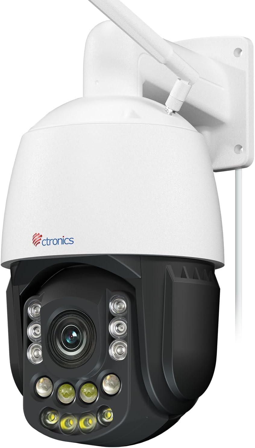 Ctronics 4K 30X 3D Zoom Ottico Telecamera Esterno, Auto Cruise/Tracking/Zoom, 180M Visione Notturna, Rilevamento di Persone/Veicoli/Animali Domestici, 5Ghz/2.4Ghz Wi-Fi, 256GB TF Card/FTP/Cloud, Metal