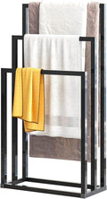 Portasciugamani da Terra Bagno Portasciugamani Autoportante in Metallo Nero A 3 Livelli per Riporre Asciugamani da Bagno E Porta Coperte Salvaspazio