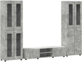 Generico Set Mobile TV con cassetto Grigio Cemento Legno Multistrato,Mobili,Set di mobili,Set di mobili per Salotto,Grigio,126.02 kg,3398007