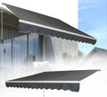 Manual Awning Balcony Awning with Aluminium Crank for Balcony Garden, Dark Grey (360 x 300 cm)