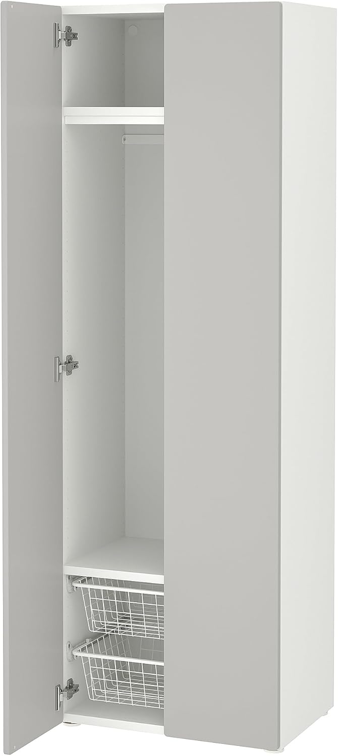 ProTuning PLATSA/SMÅSTAD Guardaroba, bianco/grigio, 60x42x181 cm