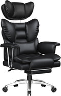 naspaluro Sedia da Ufficio Ergonomica Regolabile in Altezza, Sedia da Scrivania Ufficio con Poggiapiedi Telescopico, Supporto Lombare, Schienale Reclinabile, Pelle PU,Nero