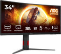 AOC Gaming CU34G4 - Monitor Quad HD da 34 pollici, 180 Hz, 1 ms, FreeSync Prem., HDR10 2560x1440, 1x HDMI 2.0, 1x DisplayPort 1.4 nero-rosso, 34 inch WQHD Fast VA, Regolazione altezza