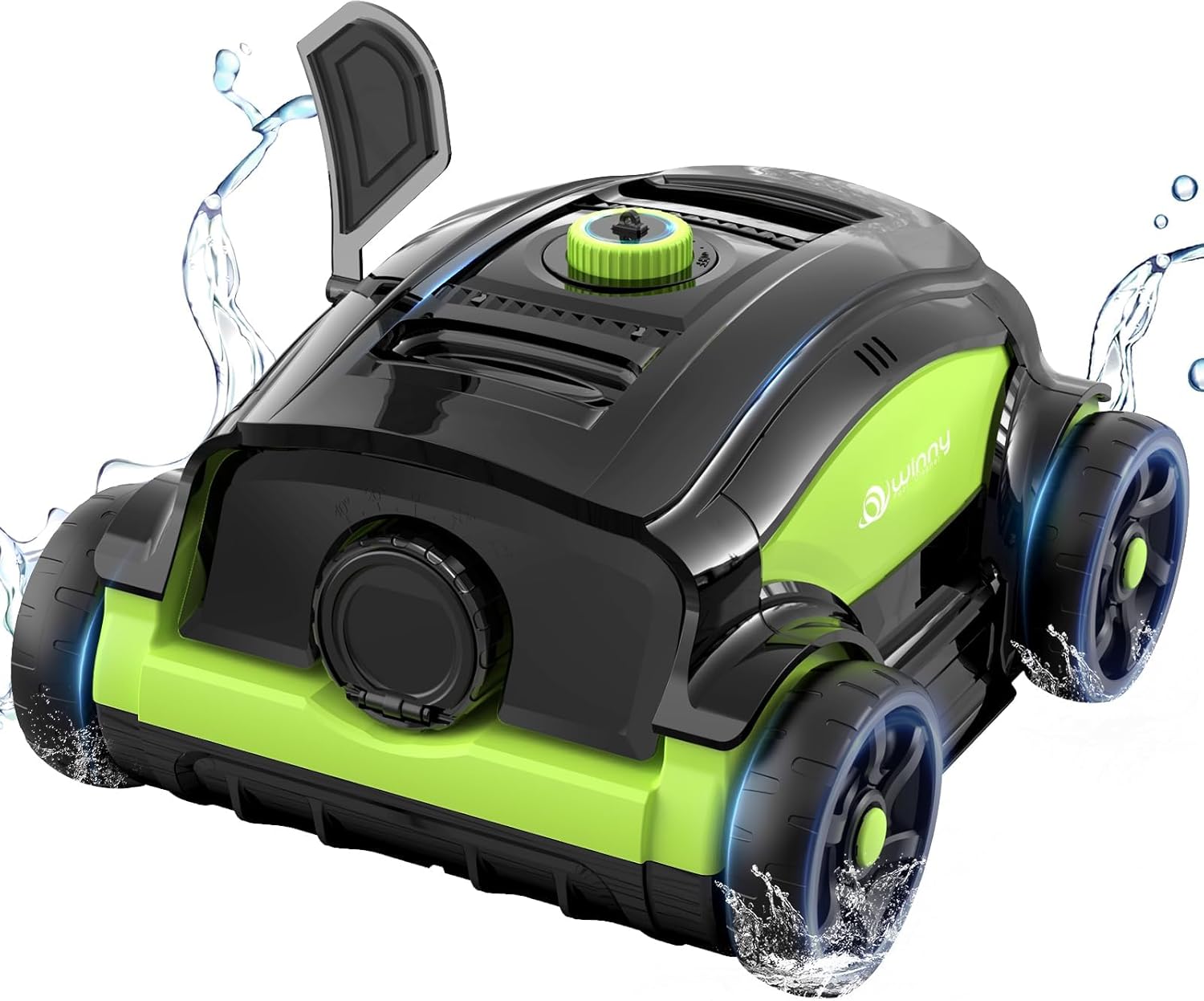 WINNY POOL CLEANER WY1103 Robot Piscina, Piscina Senza Fili con Batteria, 120 Min Autonomia, Doppio Motore, Display LED, Filtro 180μm, Parcheggio Automatico per Piscine Fino a 120m² (Verde-Nero A)