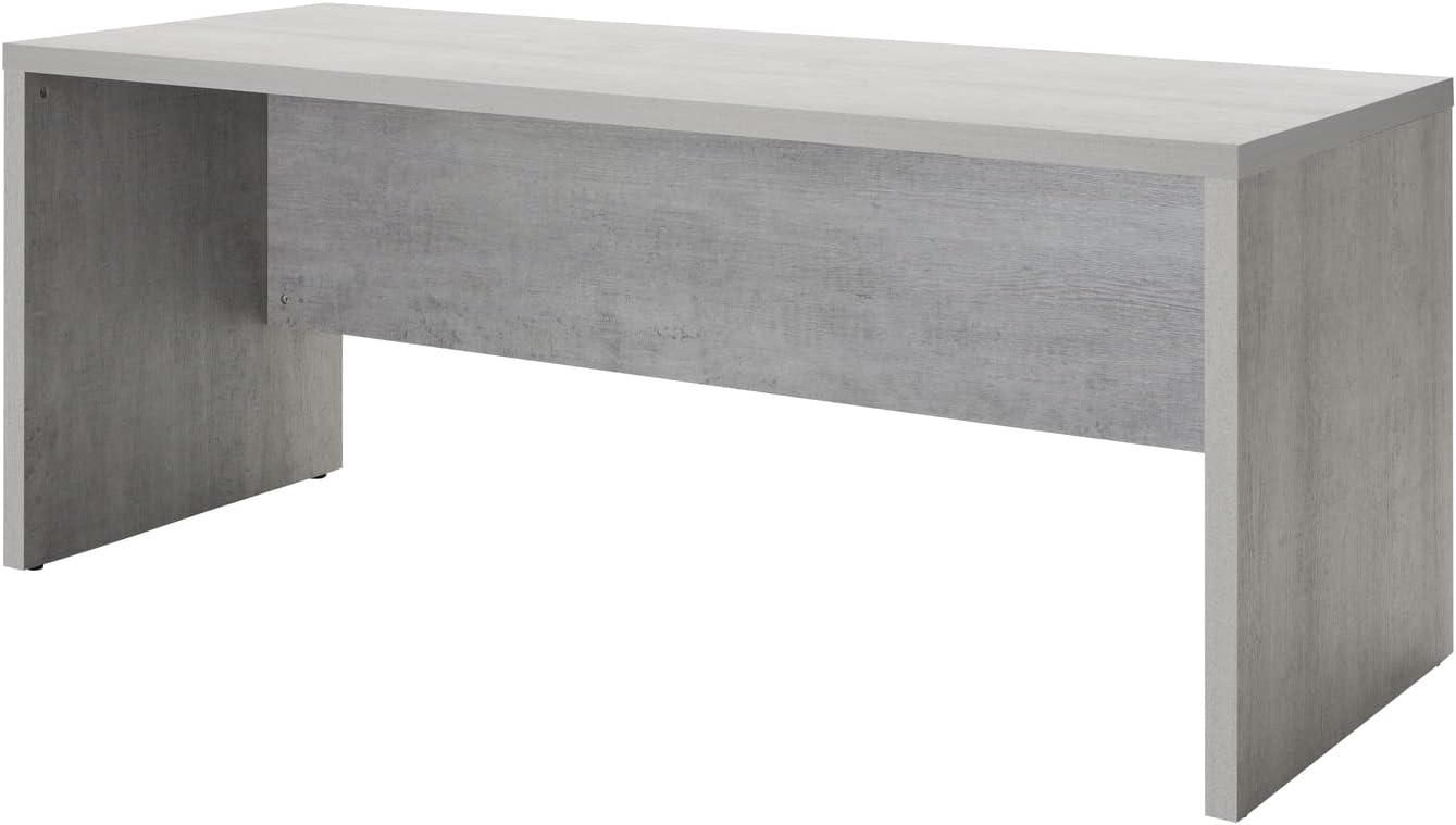 Composad | Scrivania a Linea PRATICO, Scrivania Ufficio, Elegante, (LxAxP) 180x74,20x69 cm, Colore grigio Cemento, Made In Italy