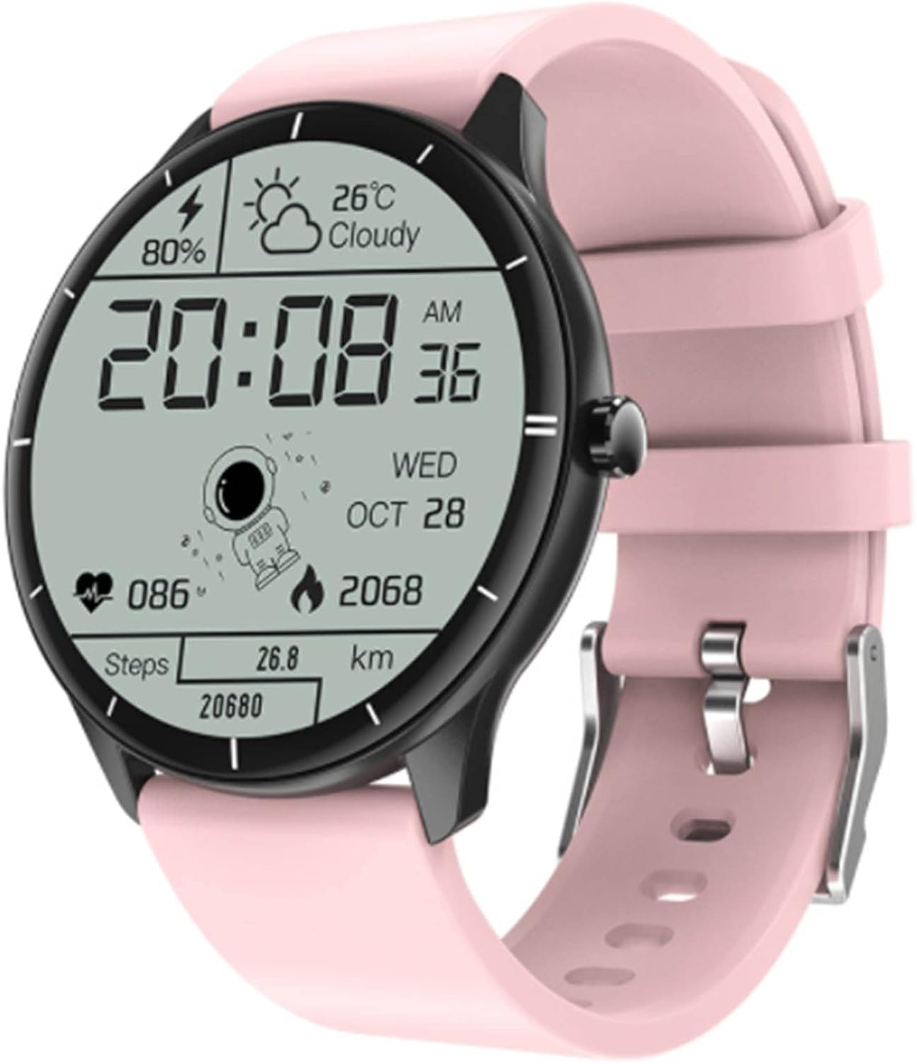PURRL Orologi intelligenti da uomo e da donna con contapassi Calorie.Torcia fitness tracker con 24 modalità di esercizio IP68 impermeabile adatto per Android iOS rosa (rosa) little surprise