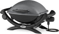 Weber Q1400 BBQ Elettrico, sup. cottura 43 x 32 cm, BBQ portatile, sup. cottura in ghisa smaltata divisa in 2, coperchio e corpo in alluminio pressofuso - Grigio scuro (52020053)