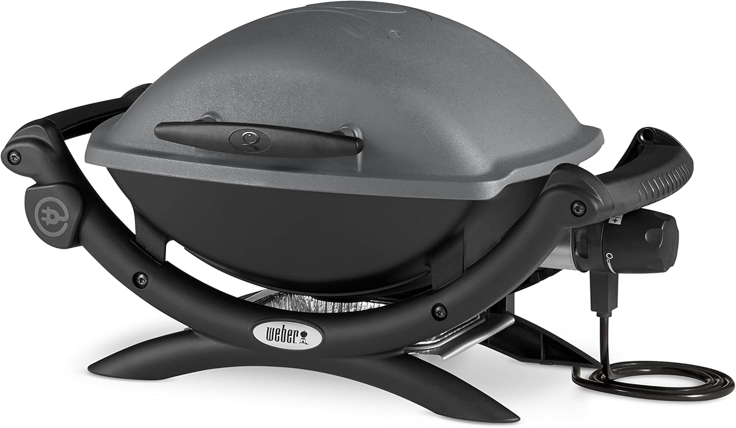 Weber Q1400 BBQ Elettrico, sup. cottura 43 x 32 cm, BBQ portatile, sup. cottura in ghisa smaltata divisa in 2, coperchio e corpo in alluminio pressofuso - Grigio scuro (52020053)