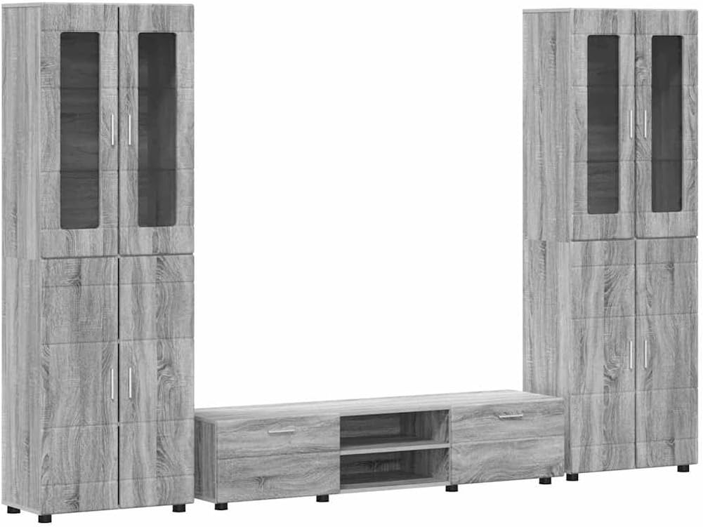 Generico Set Mobile TV con cassetto Grigio Sonoma Legno Multistrato,Mobili,Set di mobili,Set di mobili per Salotto,Grigio,126.56 kg,3398000