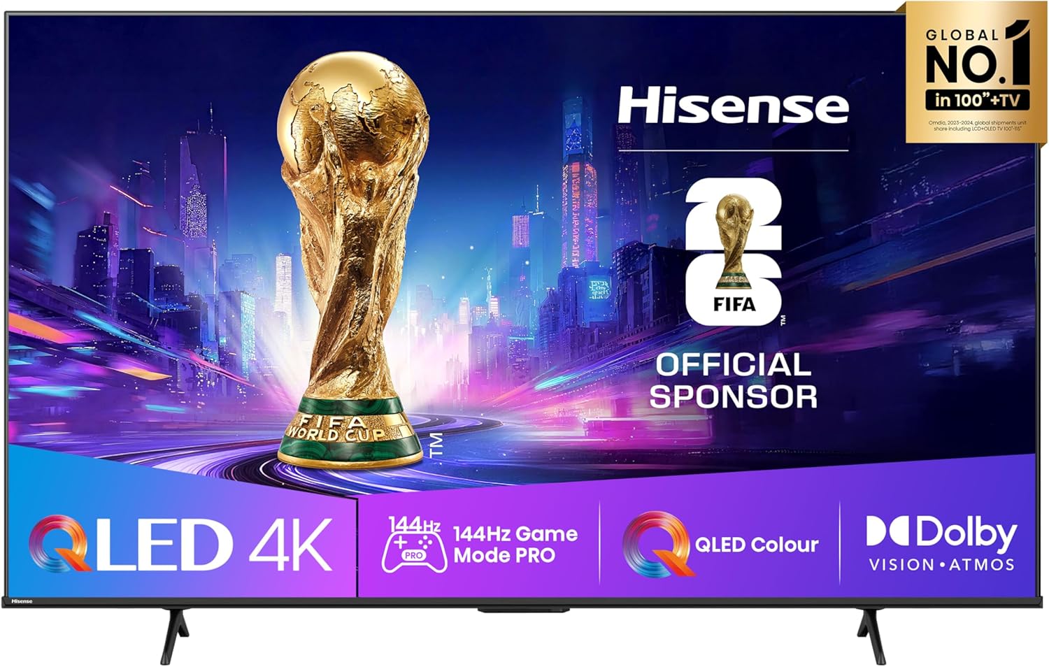Hisense TV 55 QLED 4K 144Hz 2025 55E7Q PRO, Smart TV VIDAA U8, Dolby Vision IQ, HDR 10+ Adaptive, 144hz Game Mode PRO, Dolby Atmos, Alexa Built-in, VIDAA Voice, Tuner DVB-T2/S2 HEVC 10, lativù 4K