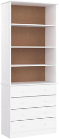 vidaXL Libreria con Cassetti Alta Bianca 77x35x186,5 cm Massello Pino