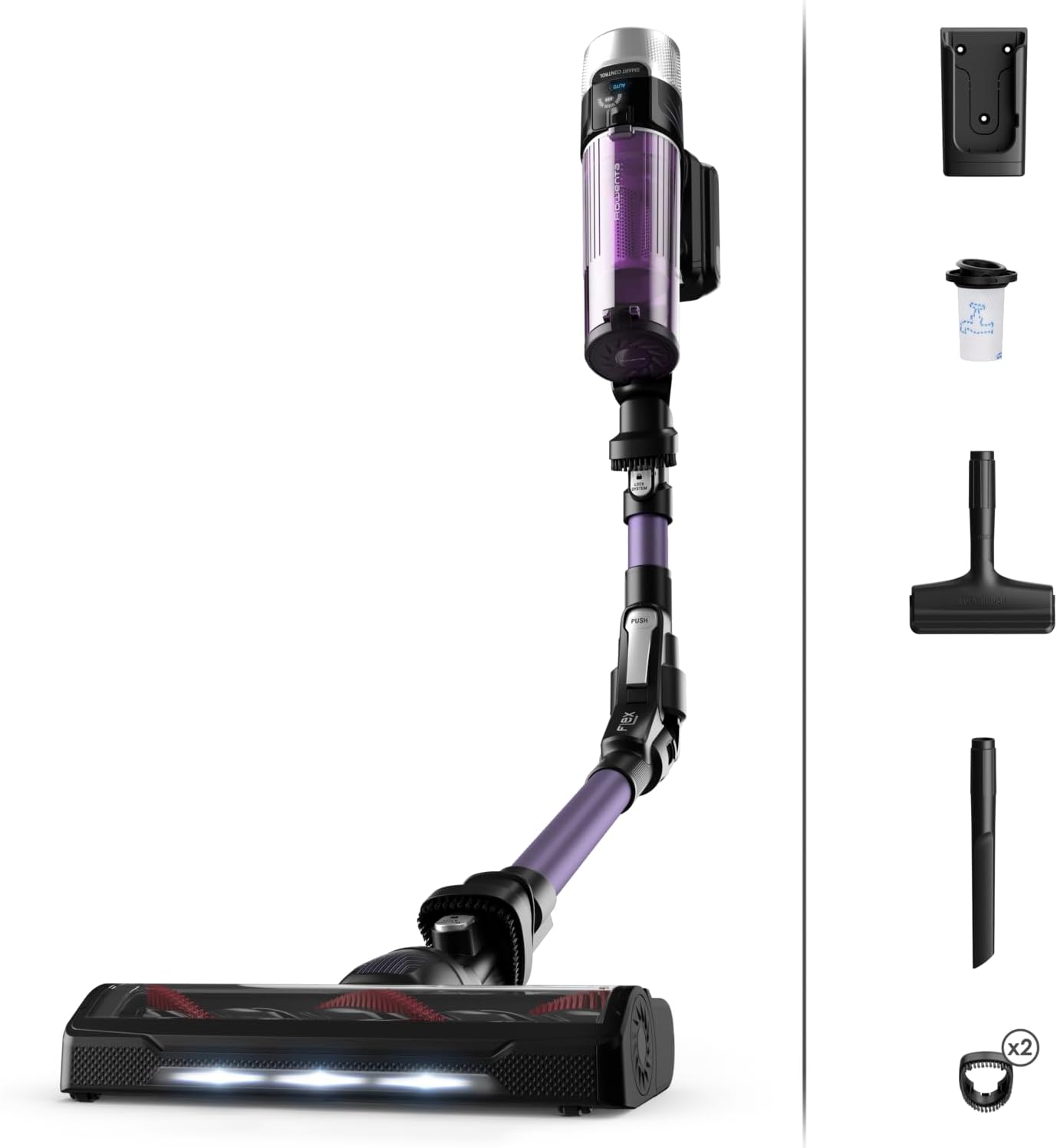 Rowenta XForce Flex 9.60 Aspirapolvere Senza Fili,Fino a 100 Air Watt, Autonomia Batteria fino a 45 minuti, Tecnologia Flex, Tecnologia Intelligente con Rilevamento Automatico e Superfici,RH2039WO