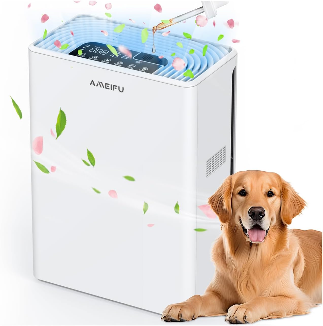 Purificatori d'aria per la casa grandi stanze fino a 1640 m², purificatori d'aria AMEIFU Hepa, filtro dell'aria H13 True HEPA per peli di animali domestici, peli, fumo, polline, odore, 3 velocità