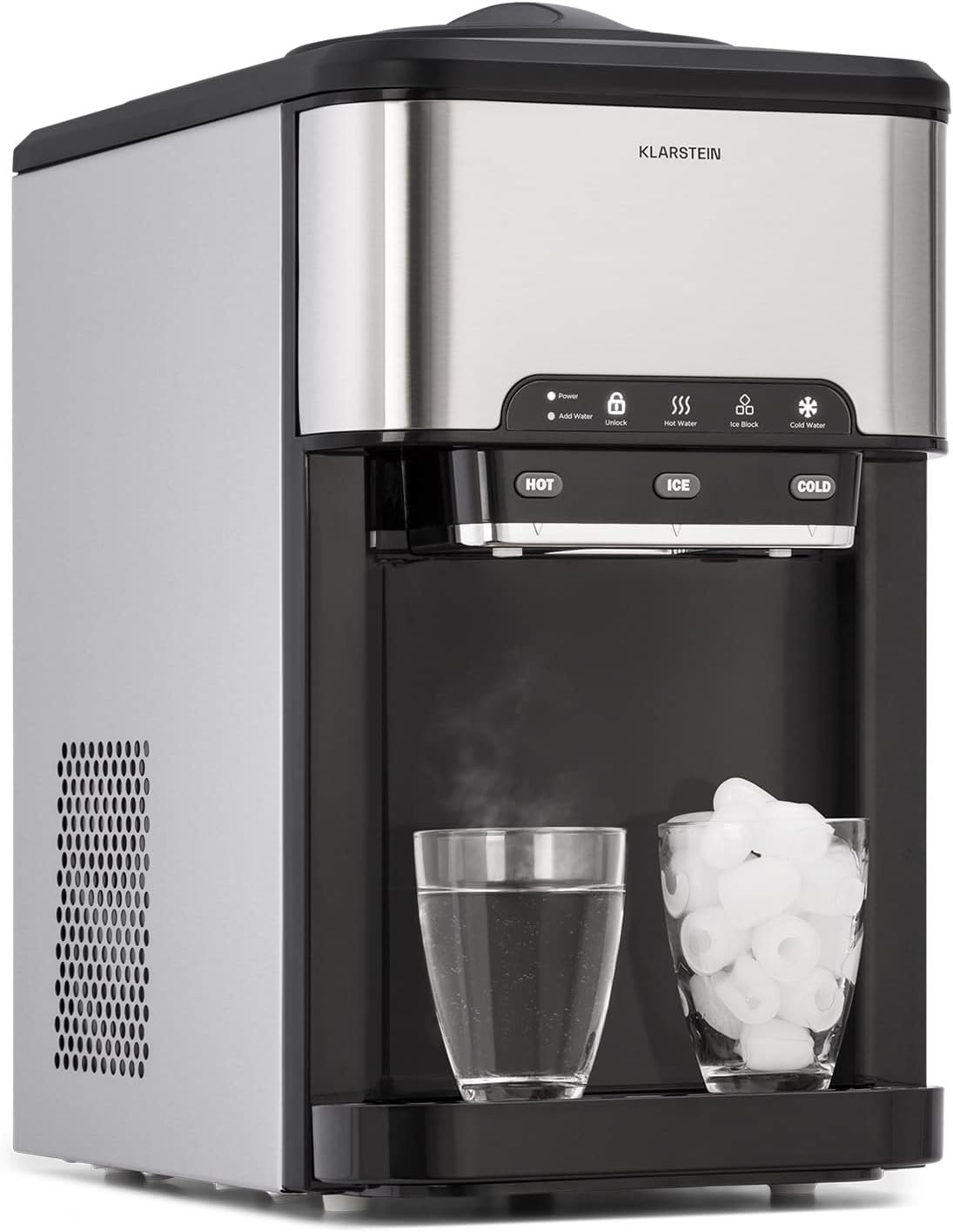 Klarstein Macchina Ghiaccio Secco 3L, Professionale, fino a 20kg, Cubetti di Grandi e Piccole Dimensioni, per Casa Autopulente