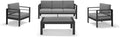 GARDENIA Aluminium Garden Set, 2 or 3 Seater Sofa + 2 Armchairs with Removable Cushions + Coffee Table for Patios, Gardens, Terraces (Grey, Table + 2 Single Armchairs + 1 3 Seater Sofa)