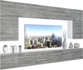 Belini - Set completo per soggiorno, moderna parete attrezzata con illuminazione a LED, mobile TV, design glamour, in legno