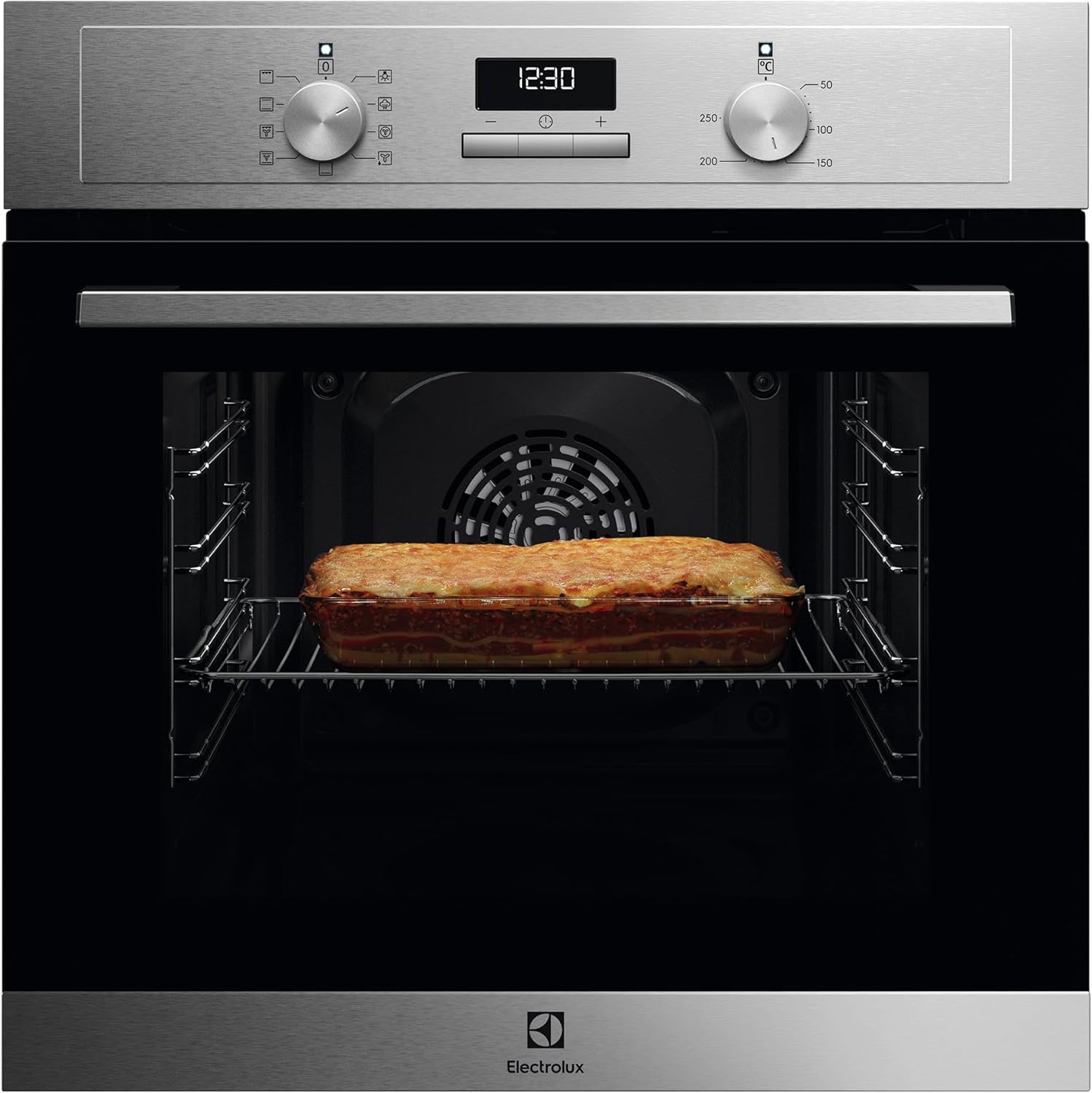 Electrolux OED3H00BX Forno Da Incasso, SteamBake Serie 600, Capacità 65L, Multifunzione, Ventilato, Classe A, Display LED, Pulizia AquaClean, Nero/Inox, 670x654x635 mm