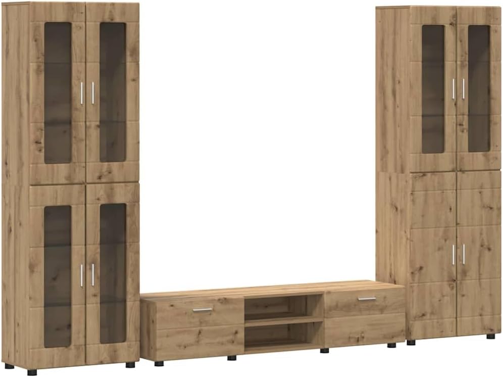 Generico Set Mobile TV con cassetto Rovere Artigianale Legno Multistrato,Mobili,Set di mobili,Set di mobili per Salotto,Marrone,126.02 kg,3398013