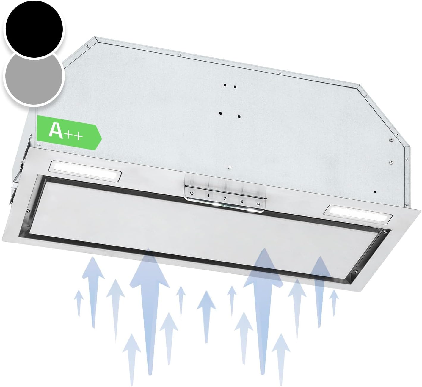 Klarstein Cappa Aspirante 70cm, Cappa Cucina con Filtro Cappa Cucina in Alluminio Lavabile in Lavastoviglie, Cappa Incasso con Flusso d'Aria 508 m³/h, Luci LED, Cappa Sottopensile con Touch Control
