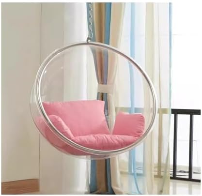 Sedia sospesa a bolle in rattan, stile moderno, per soggiorno, balcone, design a sfera in vetro trasparente