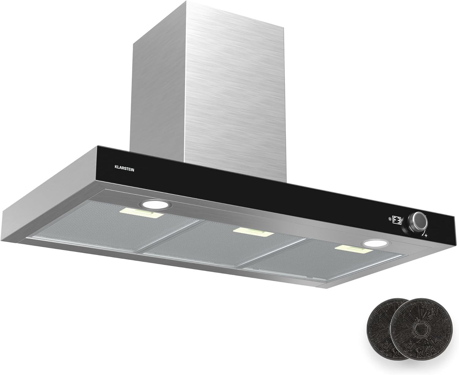 Klarstein AirNova - Cappa da Cucina da 90cm, Cappa Aspirante a Parete, 620 m³/ora, Efficienza Energetica A++, LED: 6500K, Silenziosa: 49 dB, Acciaio Inox, Ricircolo  Scarico