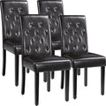 Yaheetech 4 Sedie Sala da Pranzo Moderne Imbottite in Ecopelle Schienale Gambe in Legno Massello Portata 135 kg 4 pezzi/Marrone