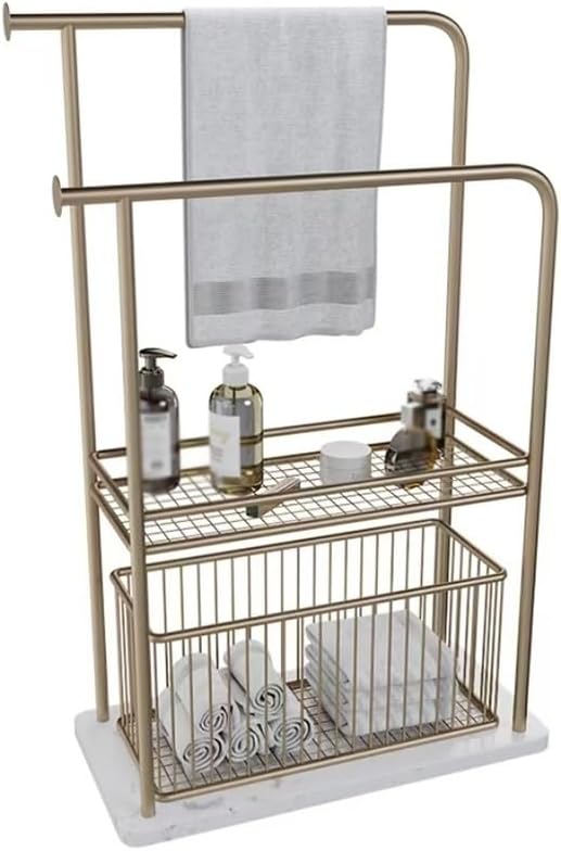 Indipendente Portasciugamani da terra in marmo for bagno for vasca Portasciugamani(Gold)